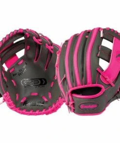 New 🛒 Franklin RTP Performance Tee Ball Glove Grey/Pink 9.5 inch ❤️