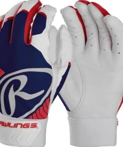 Wholesale ✔️ Rawlings 5150 Batting Gloves - Royal/Red/White L 👏