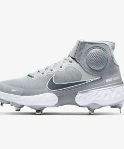 Cheapest 👏 NIKE Alpha Huarache Elite 3 MID Metal Cleats Grey ❤️