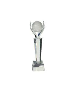 New 🔔 Crystal Trophy - Ball in Clasped Hands on Pedestal #6 🔔